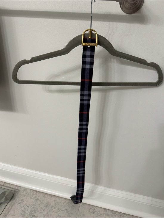 Burberry Accessories - Burberry Navy Plaid Leather-Trim Key Strap with Gold Hardware